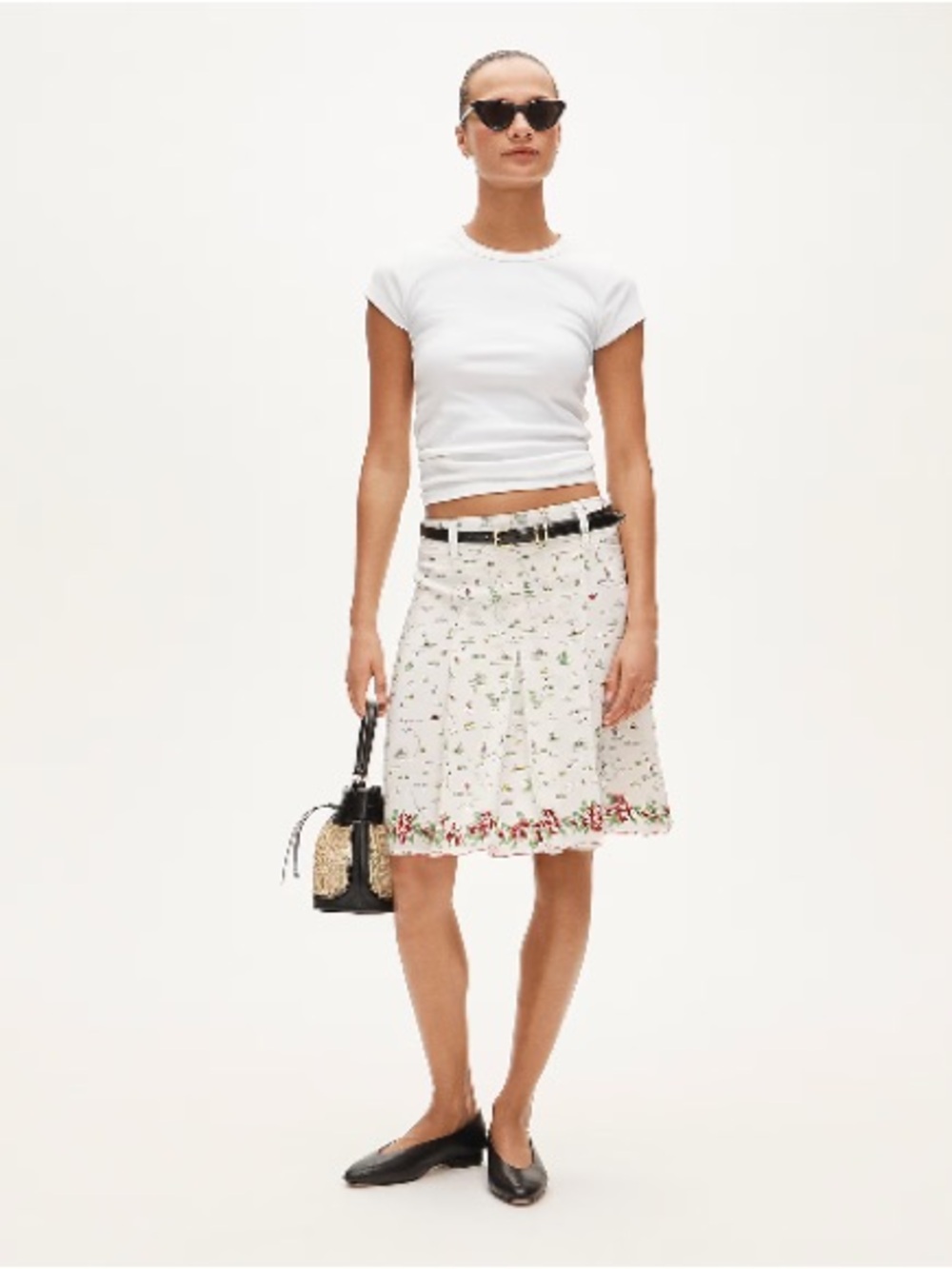 J.Crew Pleated knee-length skirt in map print CT387